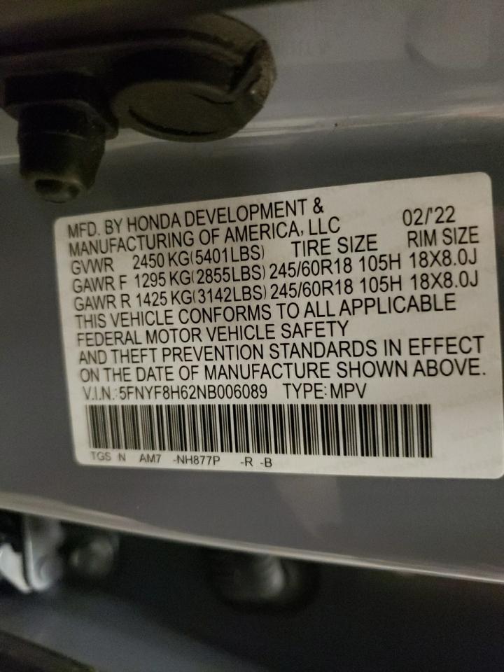 2022 Honda Passport Trail Sport VIN: 5FNYF8H62NB006089 Lot: 60687835
