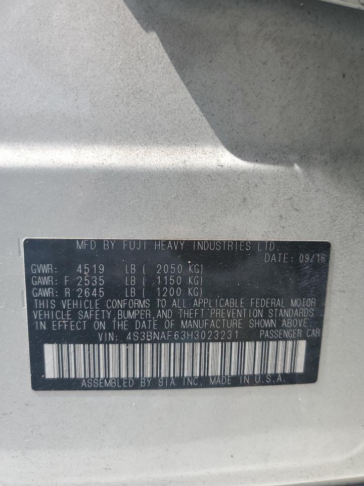 2017 Subaru Legacy 2.5I Premium VIN: 4S3BNAF63H3023231 Lot: 62895975