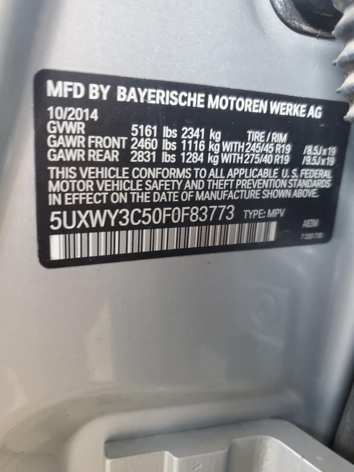 2015 BMW X3 xDrive28D VIN: 5UXWY3C50F0F83773 Lot: 60860975