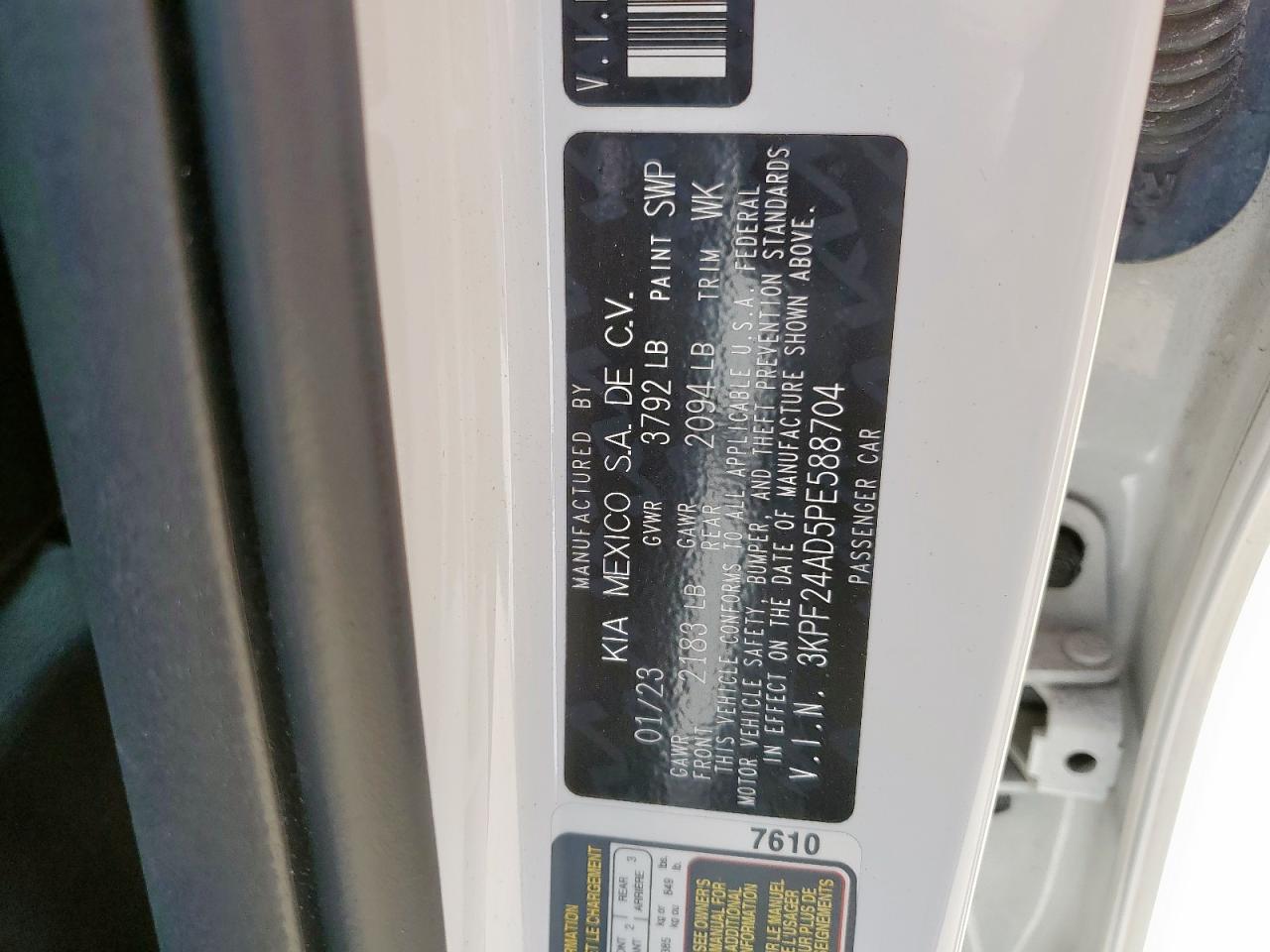 KIA FORTE 2023 VIN 3KPF24AD5PE588704 photo 12