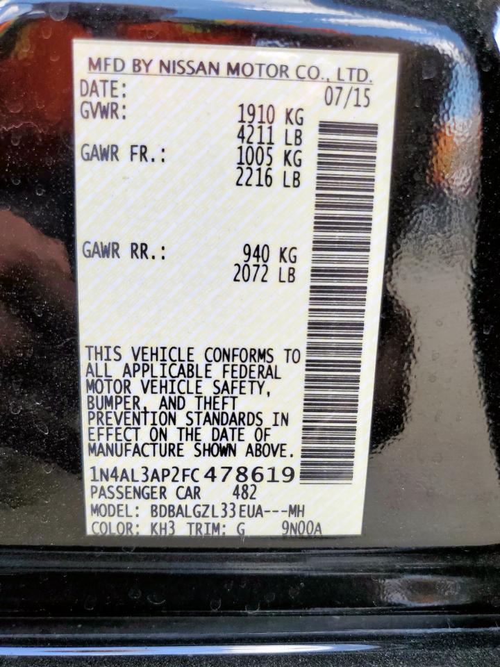 NISSAN ALTIMA 2015 VIN 1N4AL3AP2FC478619 photo 12