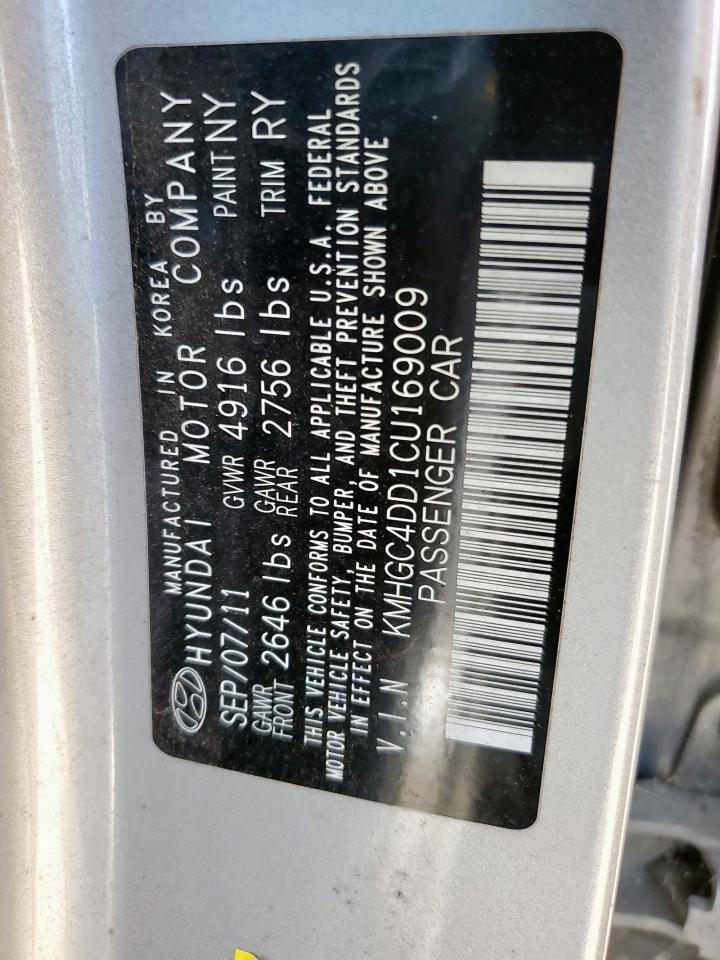 2012 Hyundai Genesis 3.8L VIN: KMHGC4DD1CU169009 Lot: 60863165