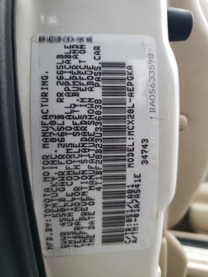 2003 Toyota Avalon Xl VIN: 4T1BF28B23U336038 Lot: 61779505