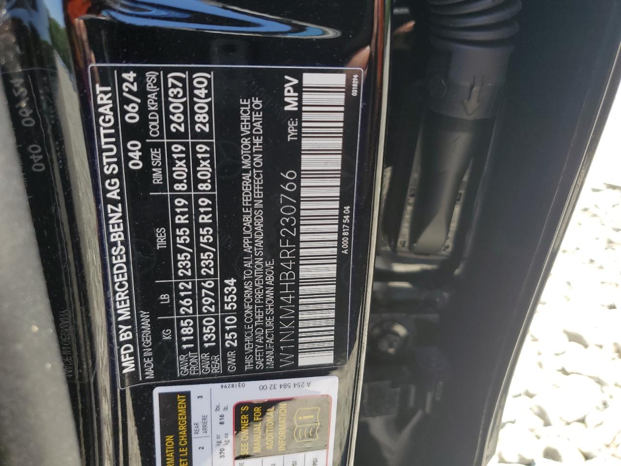 2024 Mercedes-Benz Glc 300 4Matic VIN: W1NKM4HB4RF230766 Lot: 62342365