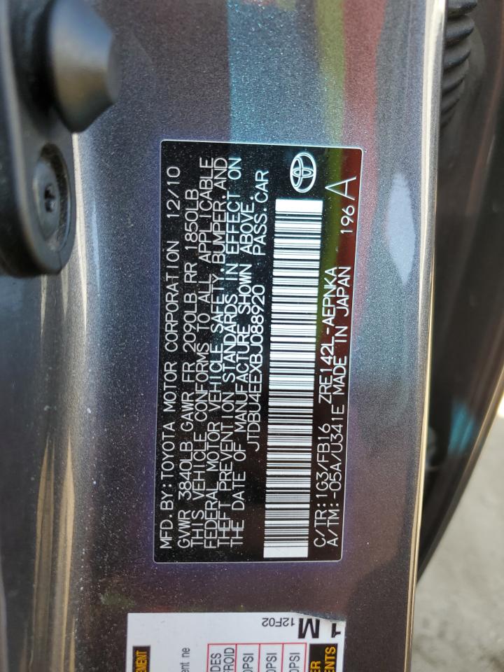 TOYOTA COROLLA 2011 VIN JTDBU4EEXBJ088920 фото 12