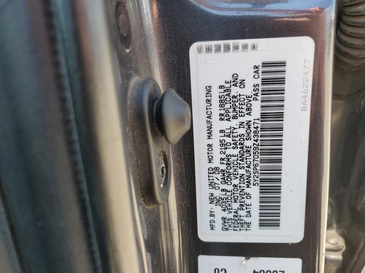 2009 Pontiac Vibe VIN: 5Y2SP67059Z438471 Lot: 62931825