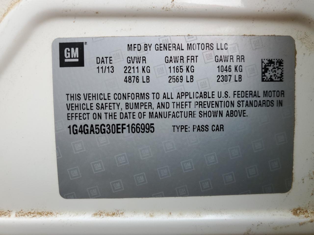 2014 Buick Lacrosse VIN: 1G4GA5G30EF166995 Lot: 62403175