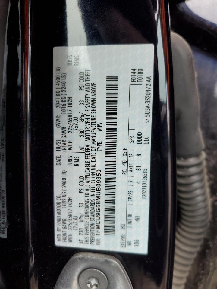 2021 Ford Escape Se VIN: 1FMCU9G68MUB09350 Lot: 61474745