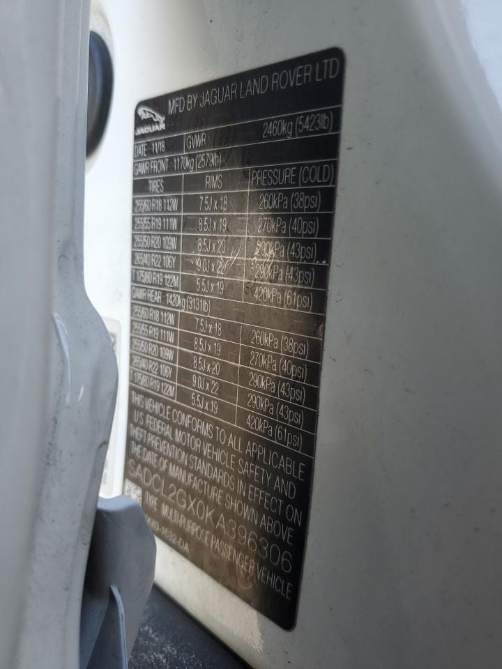 2019 Jaguar F-Pace R - Sport VIN: SADCL2GX0KA396306 Lot: 59143815