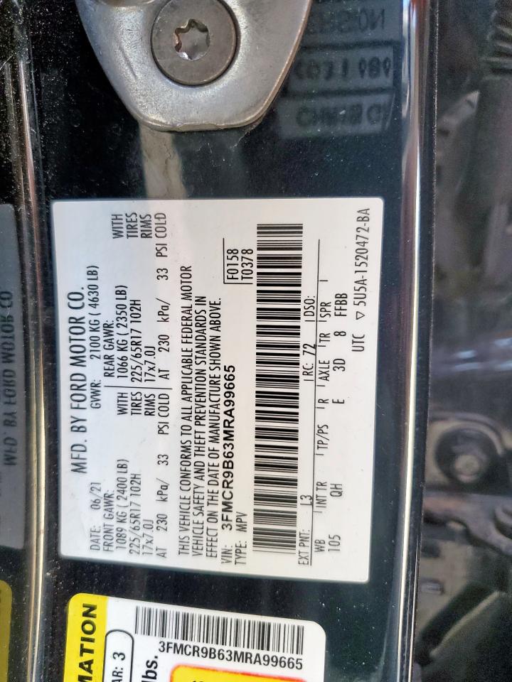 2021 Ford Bronco Sport Big Bend VIN: 3FMCR9B63MRA99665 Lot: 60468975