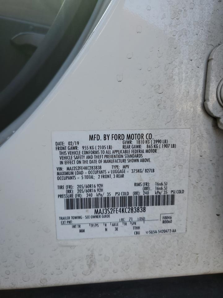 2019 Ford Ecosport S VIN: MAJ3S2FE4KC283838 Lot: 62339315