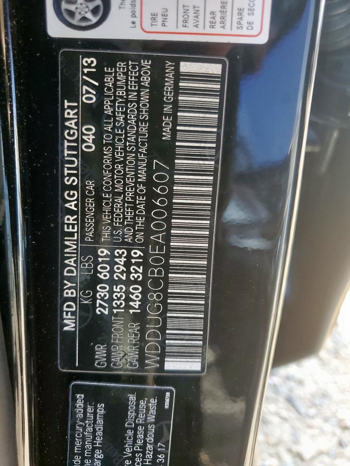 2014 Mercedes-Benz S 550 VIN: WDDUG8CB0EA006607 Lot: 59209865