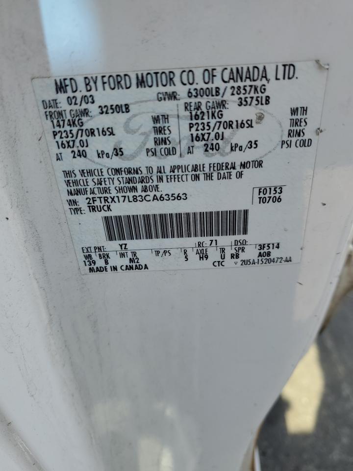 FORD All Models 2003 VIN 2FTRX17L83CA63563 photo 12