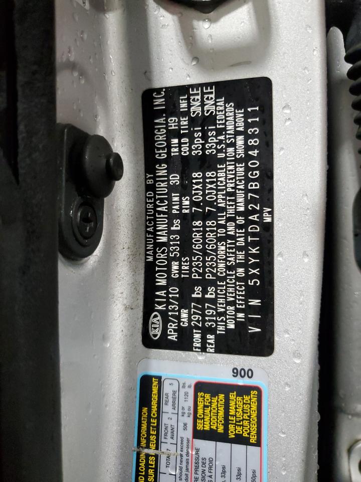 KIA SORENTO 2011 VIN 5XYKTDA27BG048311 фото 14