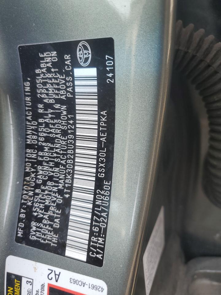 2011 Toyota Avalon Base VIN: 4T1BK3DB2BU391241 Lot: 60507195