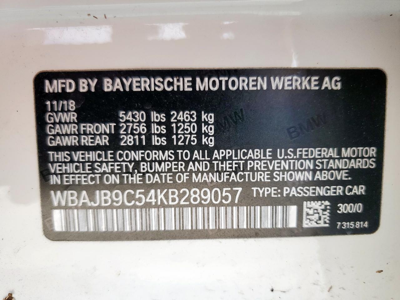 2019 BMW M550Xi VIN: WBAJB9C54KB289057 Lot: 61588055