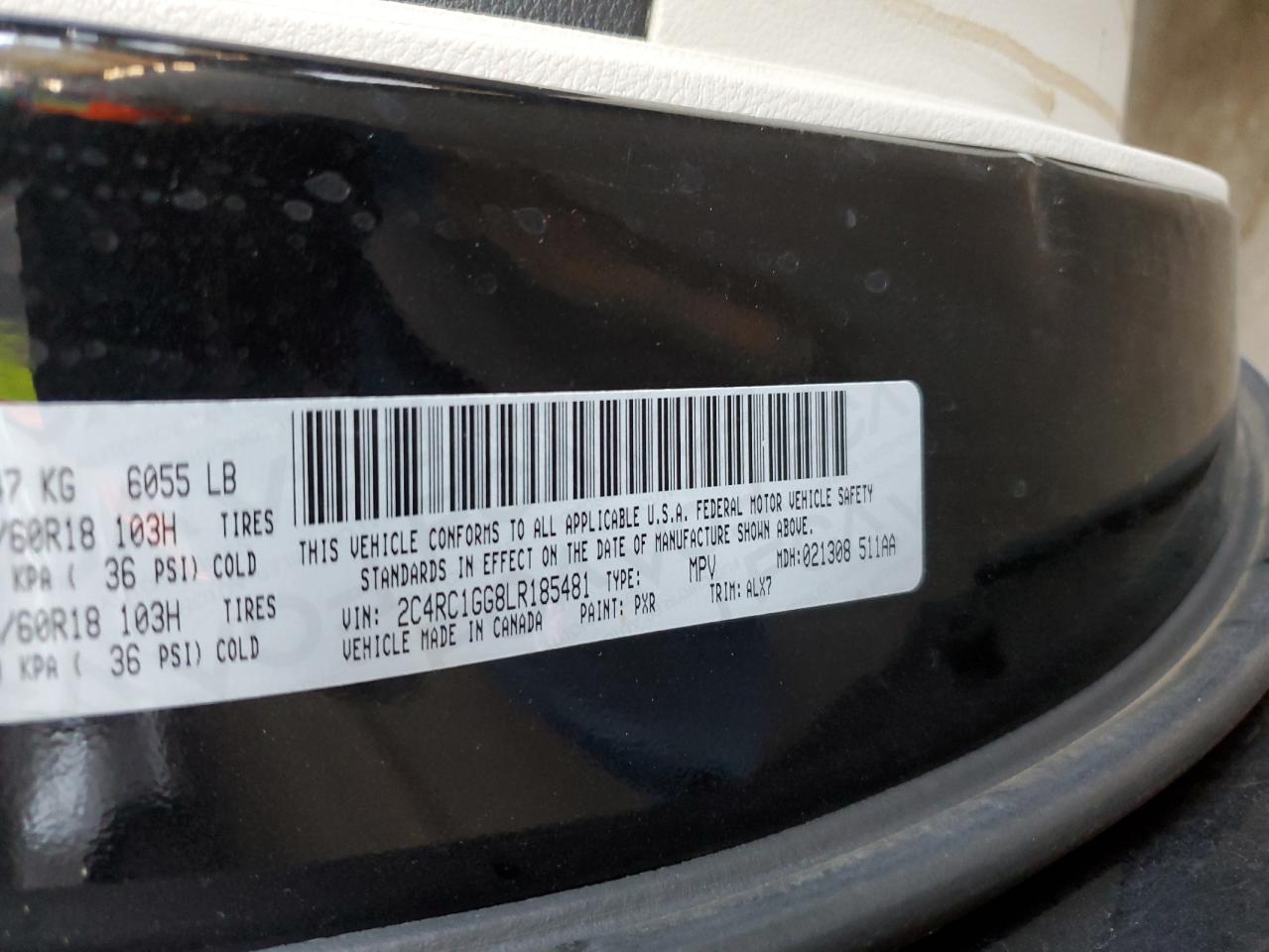 2020 Chrysler Pacifica Limited VIN: 2C4RC1GG8LR185481 Lot: 60900635