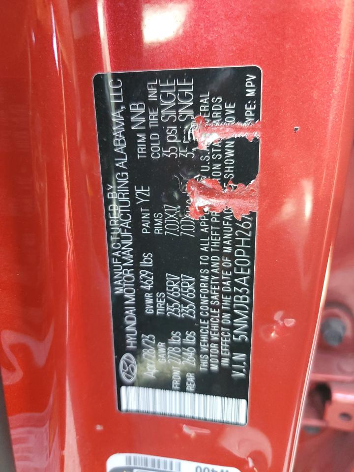 2023 Hyundai Tucson Sel VIN: 5NMJB3AE0PH267160 Lot: 62918115