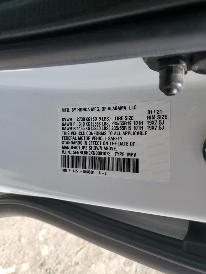 2022 Honda Odyssey Elite VIN: 5FNRL6H9XNB001072 Lot: 62471805
