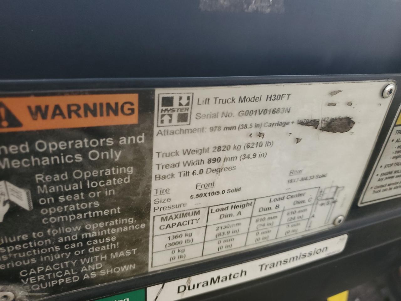 HYST FORKLIFT 2015 VIN G001V01683N фото 10