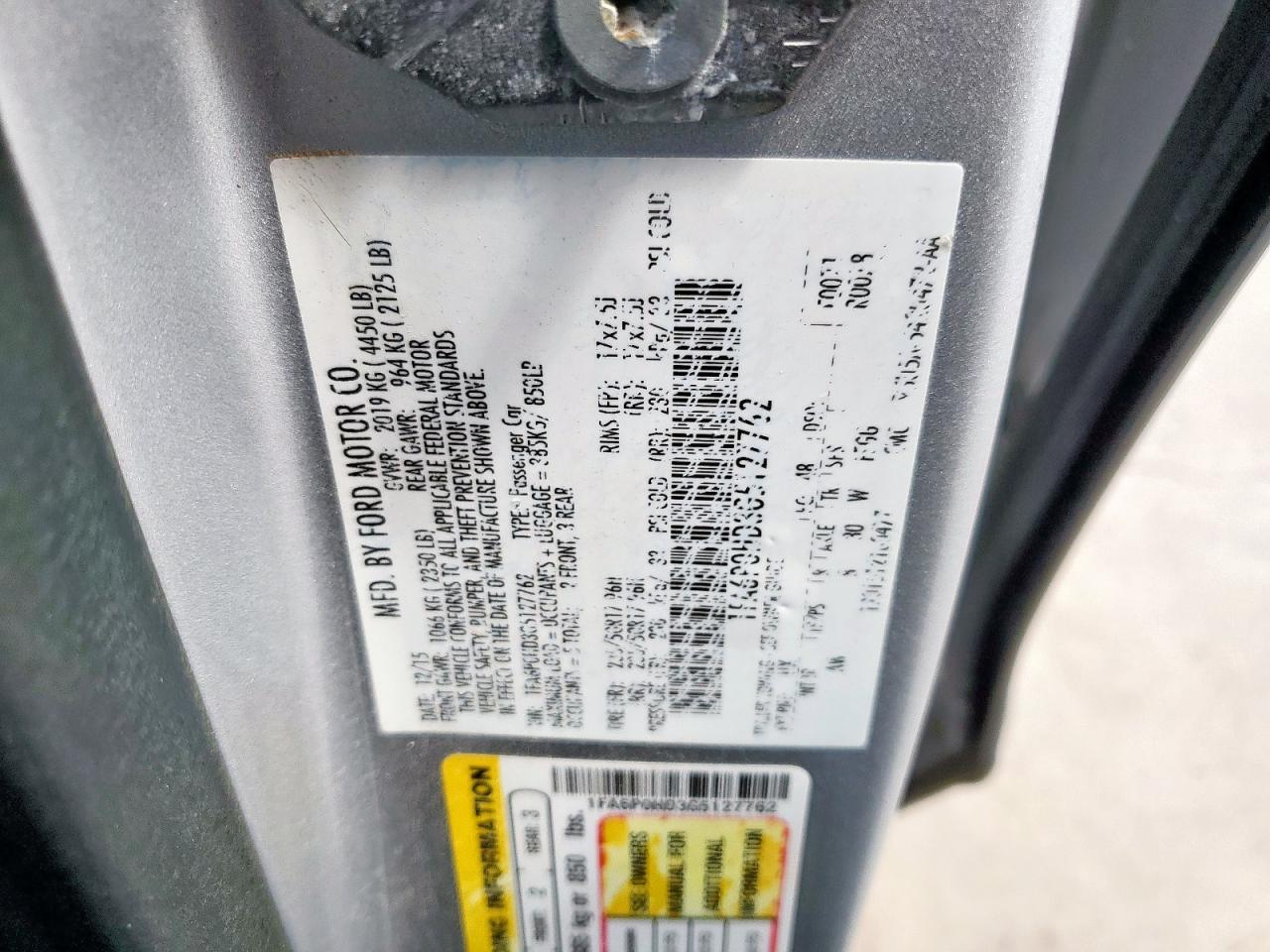 2016 Ford Fusion Se VIN: 1FA6P0HD3G5127762 Lot: 60021525