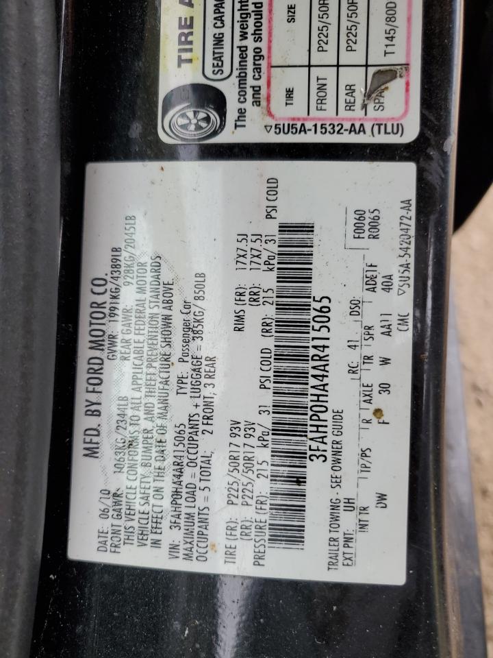 2010 Ford Fusion Se VIN: 3FAHP0HA4AR415065 Lot: 60377275