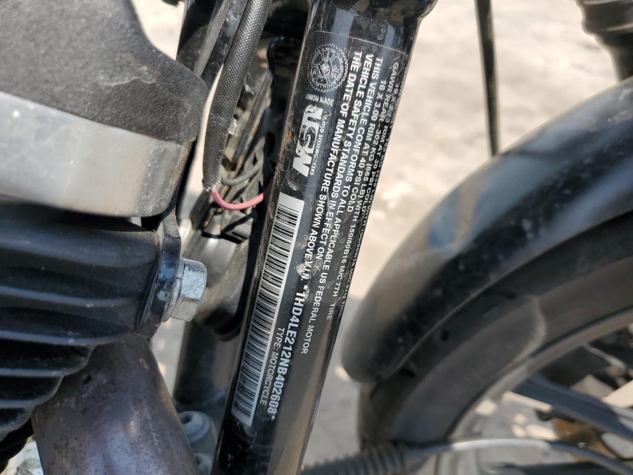 2022 Harley-Davidson Xl883 N VIN: 1HD4LE212NB402608 Lot: 62501035