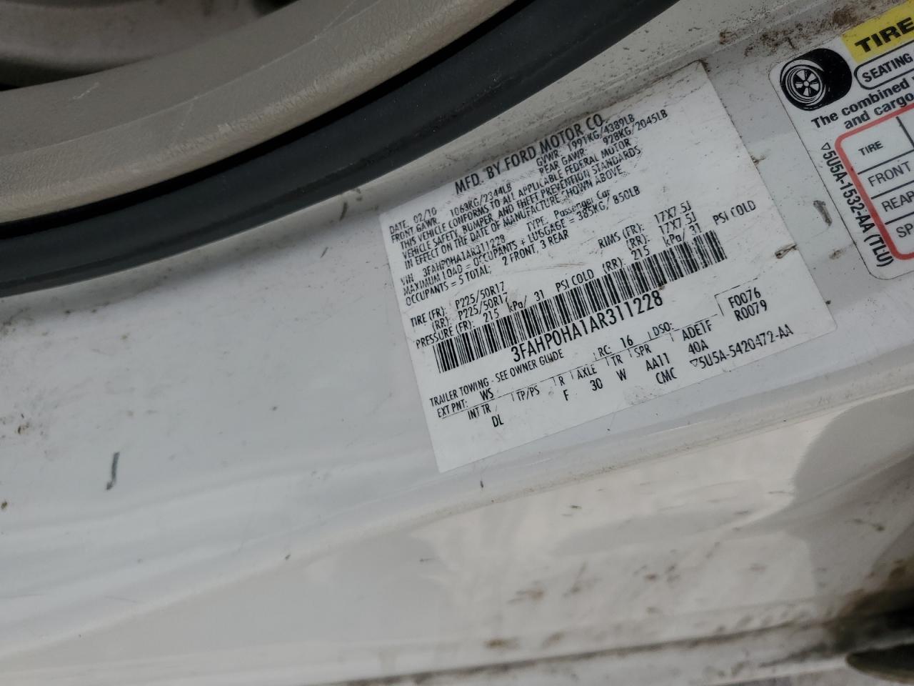 FORD FUSION 2010 VIN 3FAHP0HA1AR311228 photo 12