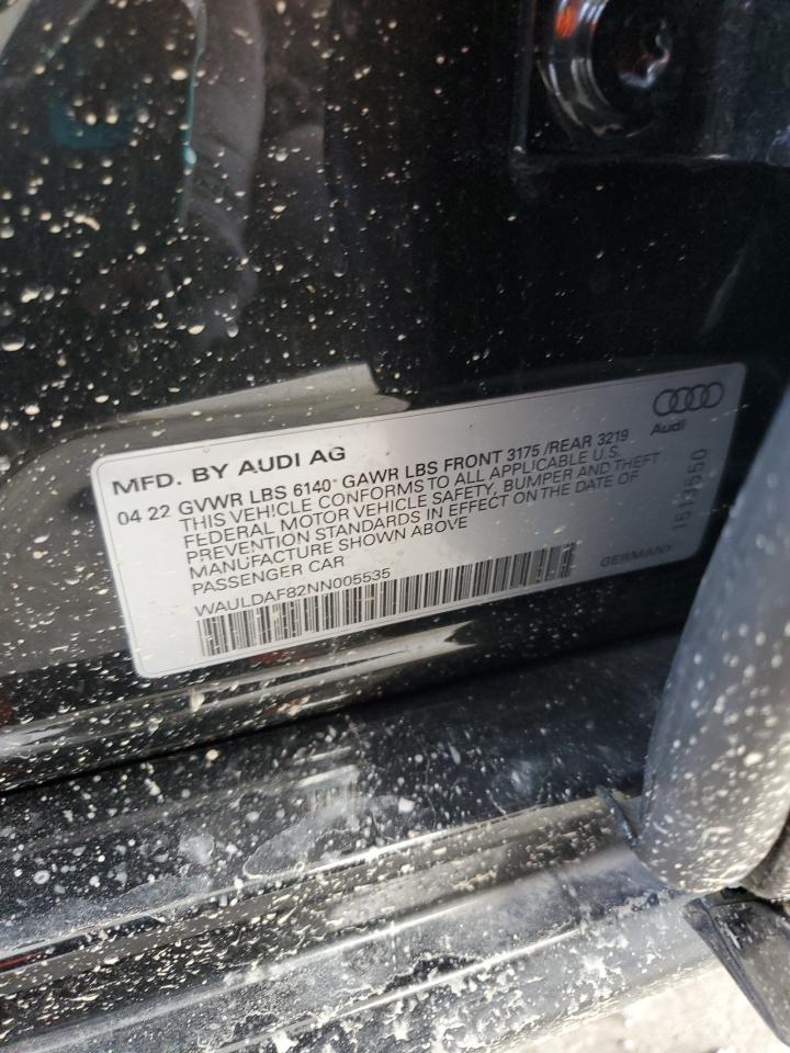 2022 Audi A8 L VIN: WAULDAF82NN005535 Lot: 60775415