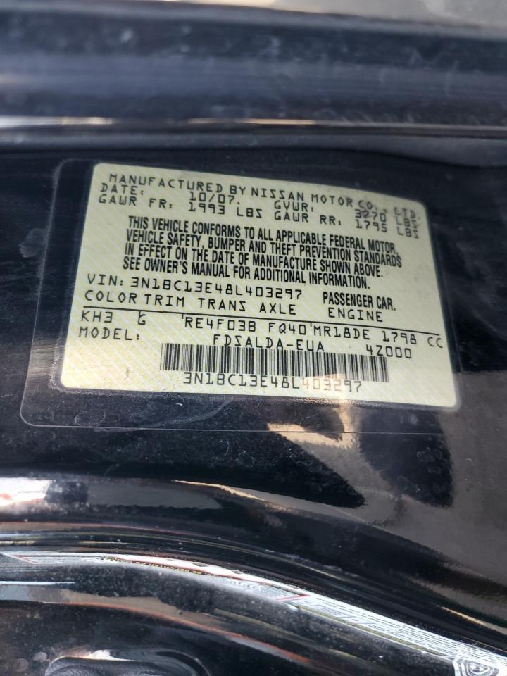 2008 Nissan Versa S VIN: 3N1BC13E48L403297 Lot: 63075845