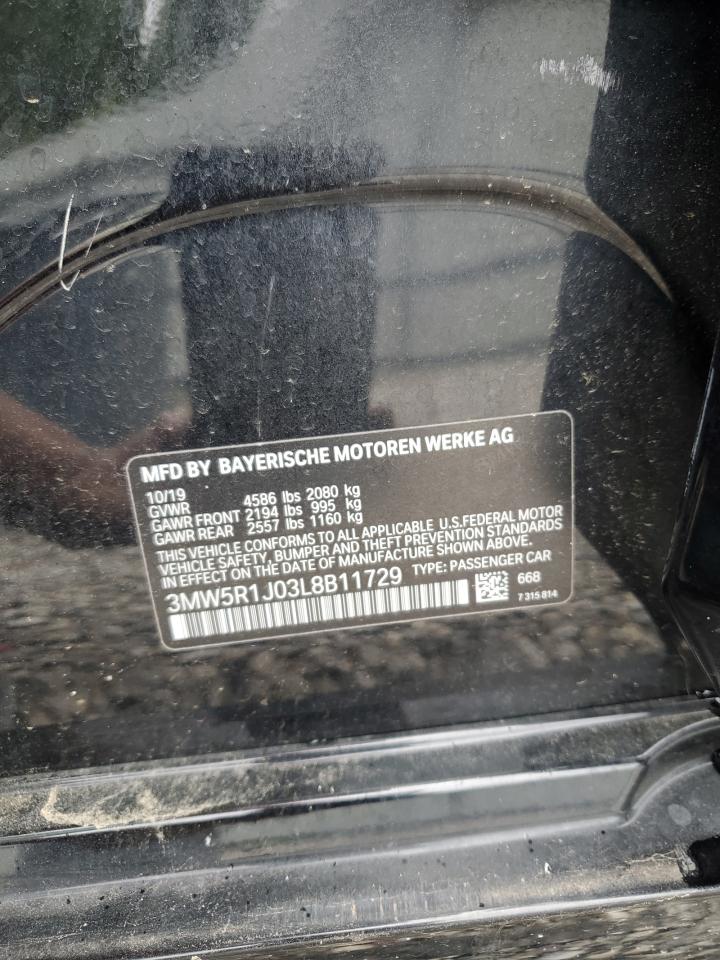 2020 BMW 330I VIN: 3MW5R1J03L8B11729 Lot: 60977015