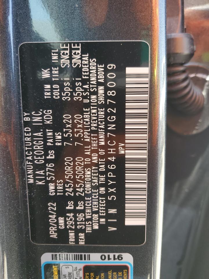 2022 Kia Telluride S VIN: 5XYP64HC7NG278009 Lot: 61868905