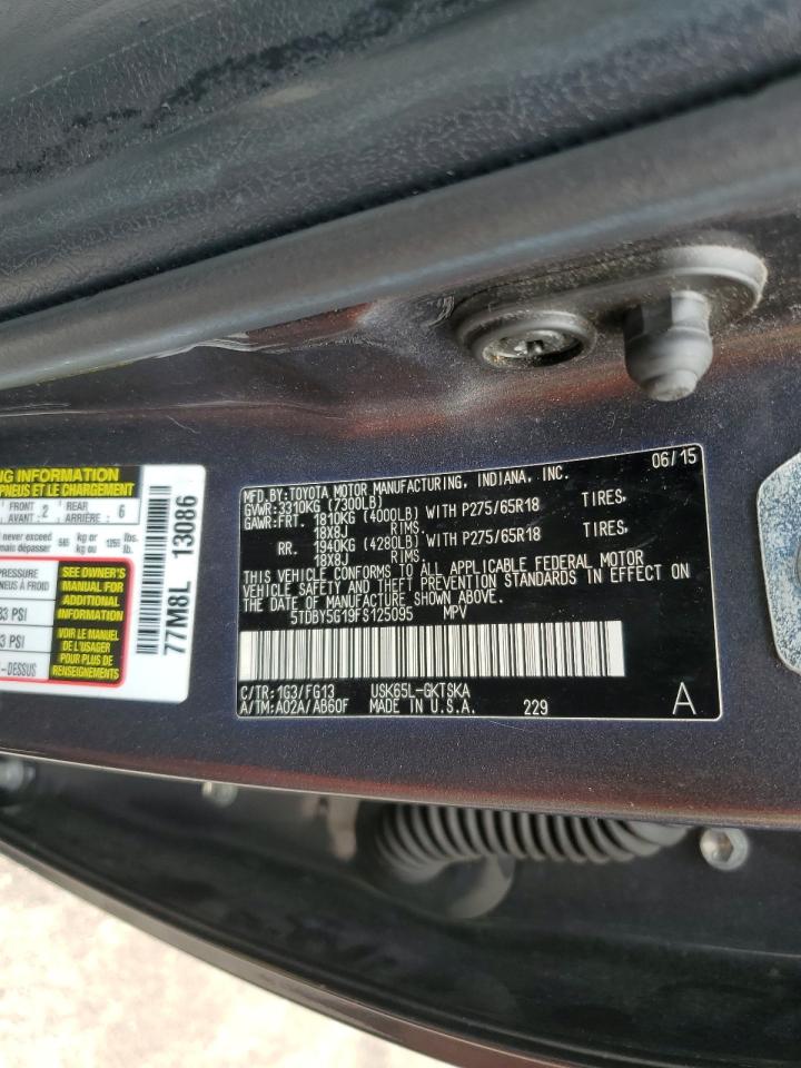 2015 Toyota Sequoia Sr5 VIN: 5TDBY5G19FS125095 Lot: 60863215
