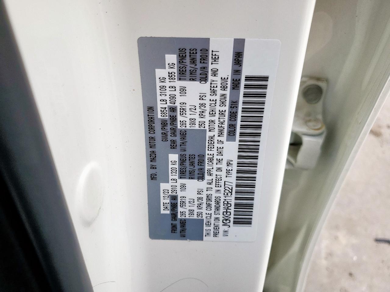 2024 Mazda Cx-90 Preferred VIN: JM3KKBHA8R1152277 Lot: 59499435