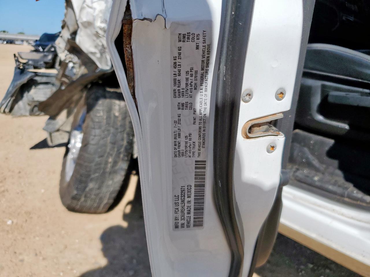 2022 Ram 2500 Tradesman VIN: 3C6UR5HL5NG322971 Lot: 61218935