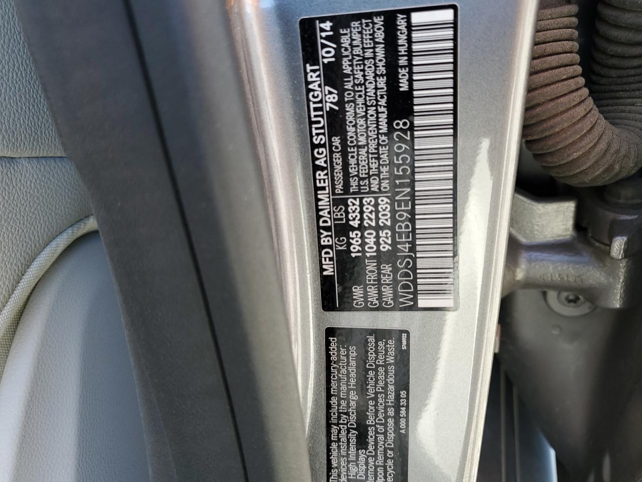 wddsj4eb9en155928 WDDSJ4EB9EN155928 2014 Mercedes-Benz Cla 250