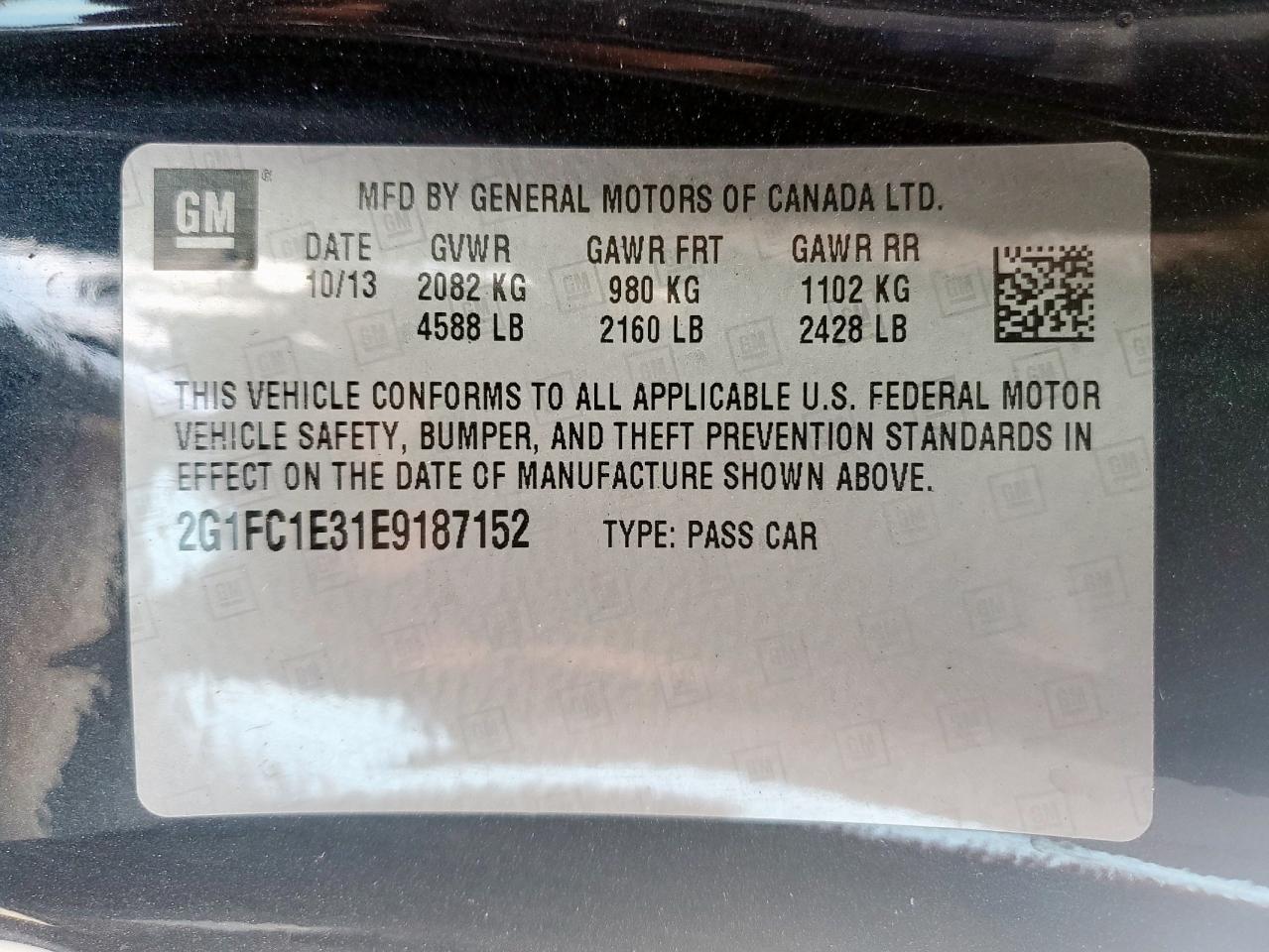 CHEVROLET CAMARO 2014 VIN 2G1FC1E31E9187152 photo 12