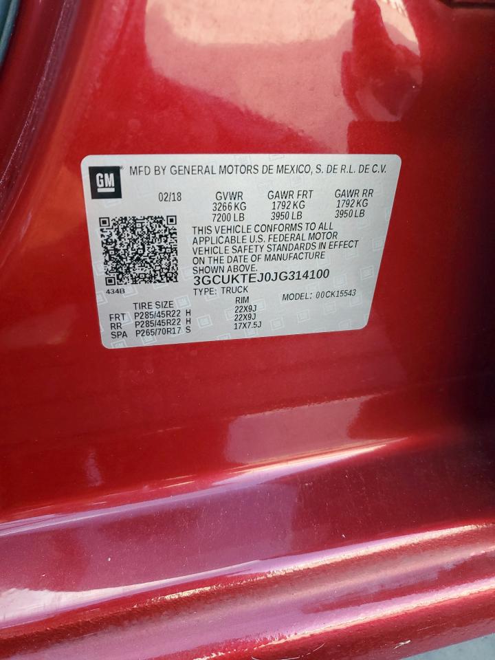 2018 Chevrolet Silverado K1500 High Country VIN: 3GCUKTEJ0JG314100 Lot: 62481995