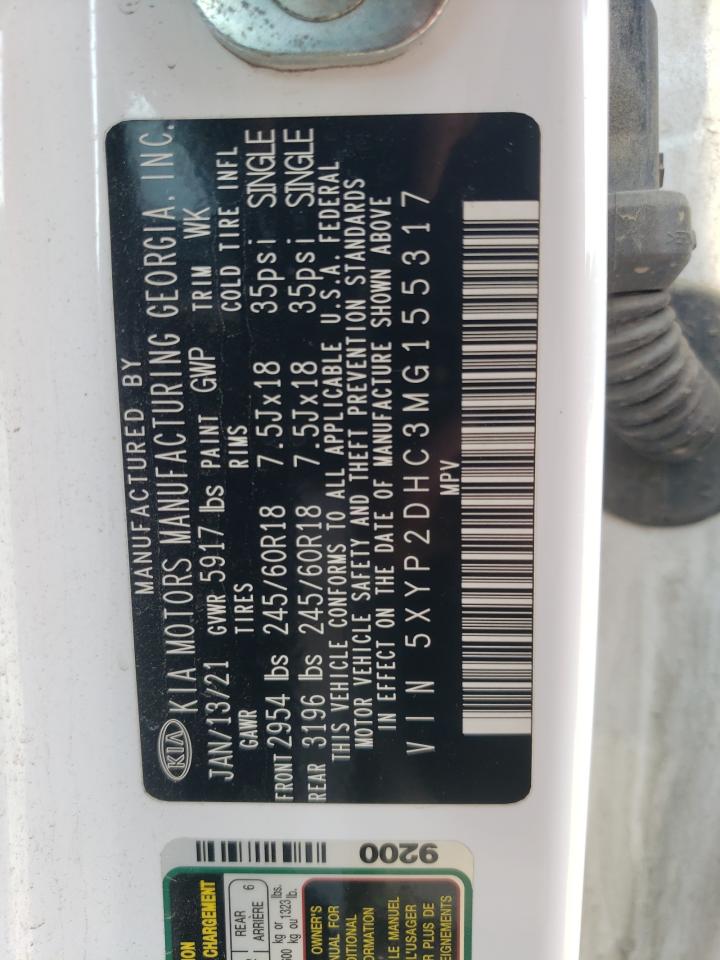 2021 Kia Telluride Lx VIN: 5XYP2DHC3MG155317 Lot: 60220525