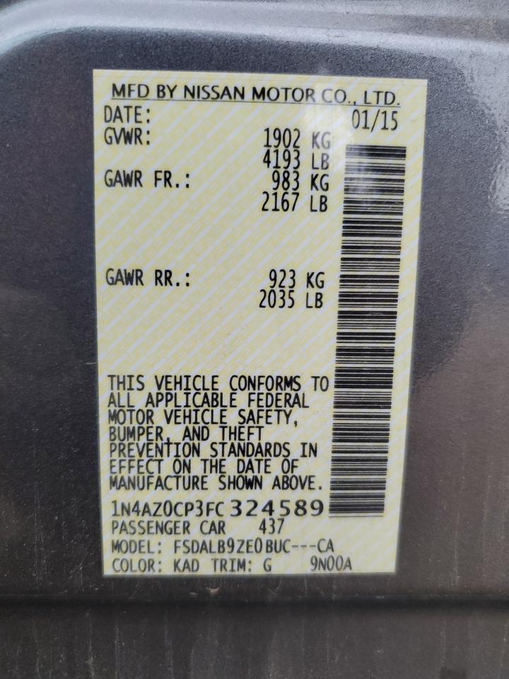 2015 Nissan Leaf S VIN: 1N4AZ0CP3FC324589 Lot: 62777085