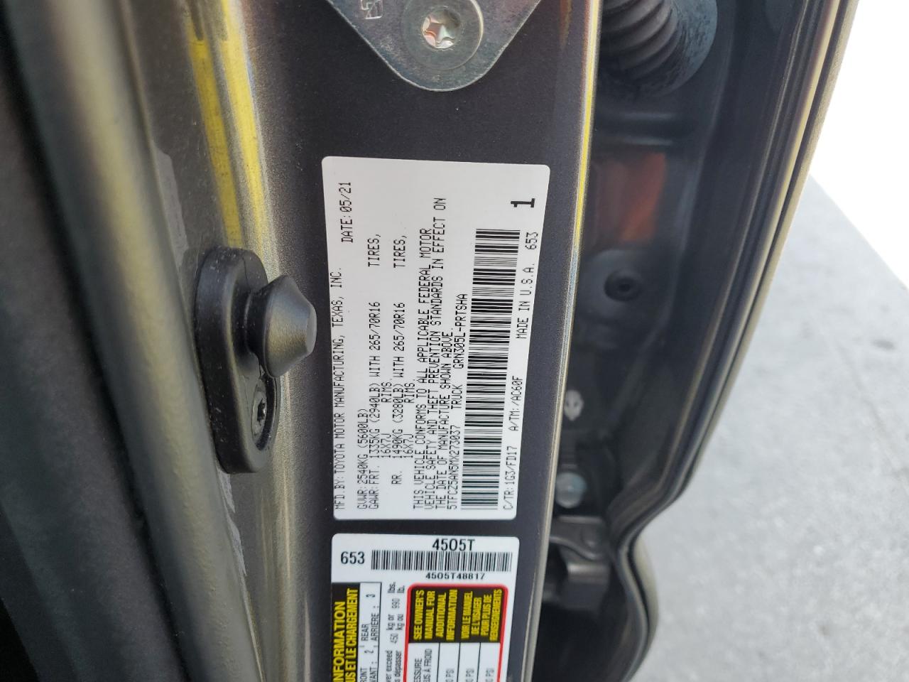 2021 Toyota Tacoma Double Cab VIN: 5TFCZ5AN5MX273037 Lot: 62940925