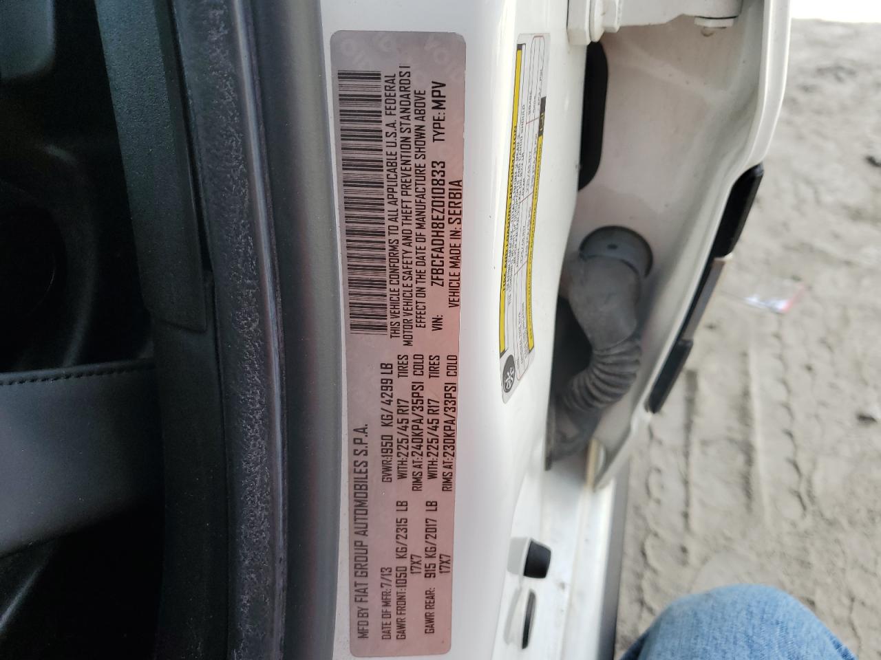 2014 Fiat 500L Trekking VIN: ZFBCFADH8EZ010833 Lot: 62406985