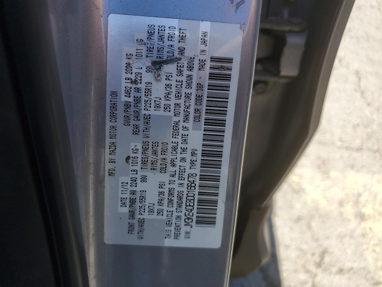 2013 Mazda Cx-5 Gt VIN: JM3KE4DE8D0166478 Lot: 62411565