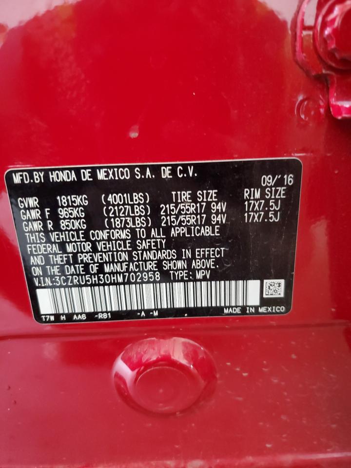 2017 Honda Hr-V Lx VIN: 3CZRU5H30HM702958 Lot: 62318925