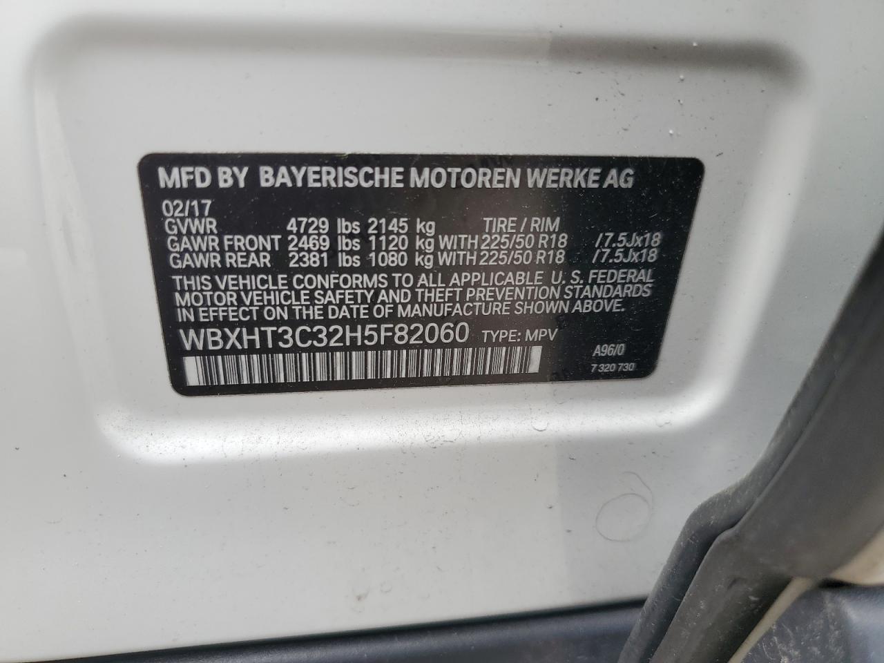 2017 BMW X1 xDrive28I VIN: WBXHT3C32H5F82060 Lot: 62335775