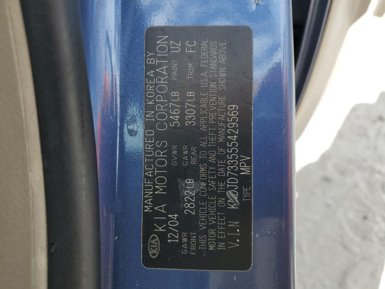 kndjd733555429569 KNDJD733555429569 2005 Kia Sorento Ex