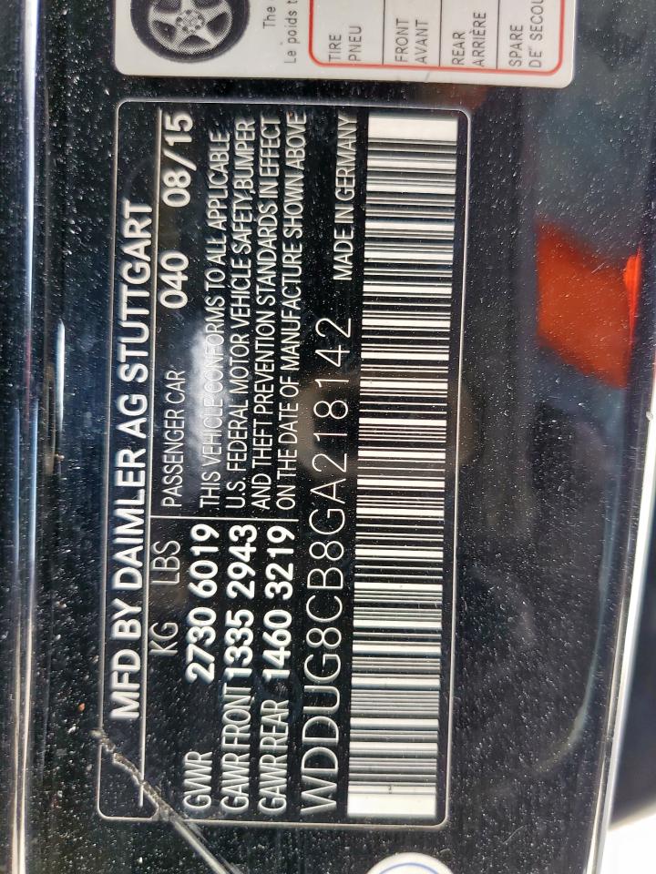 2016 Mercedes-Benz S 550 VIN: WDDUG8CB8GA218142 Lot: 61412715