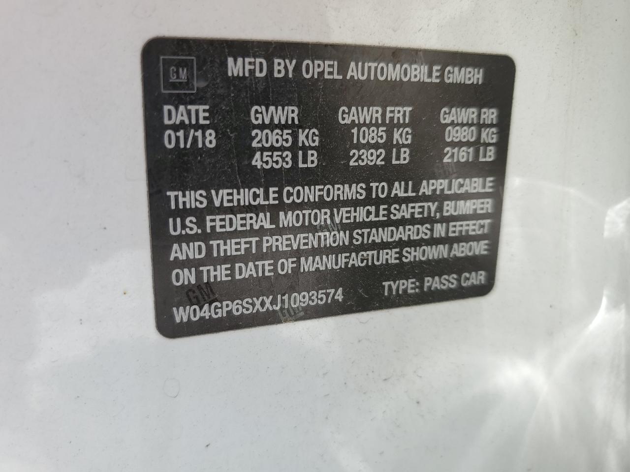 2018 Buick Regal Essence VIN: W04GP6SXXJ1093574 Lot: 62387425