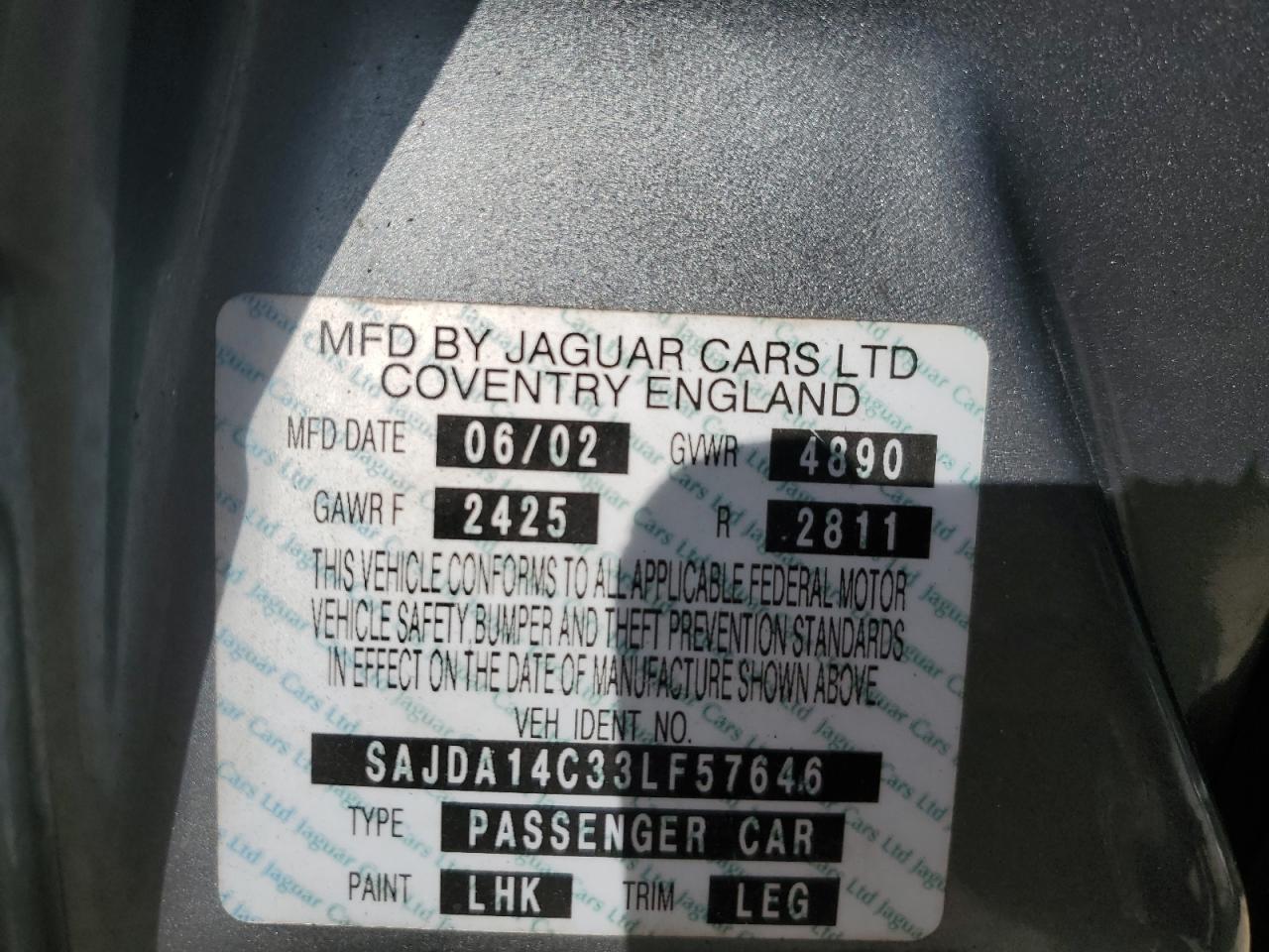 2003 Jaguar Xj8 VIN: SAJDA14C33LF57646 Lot: 71593995