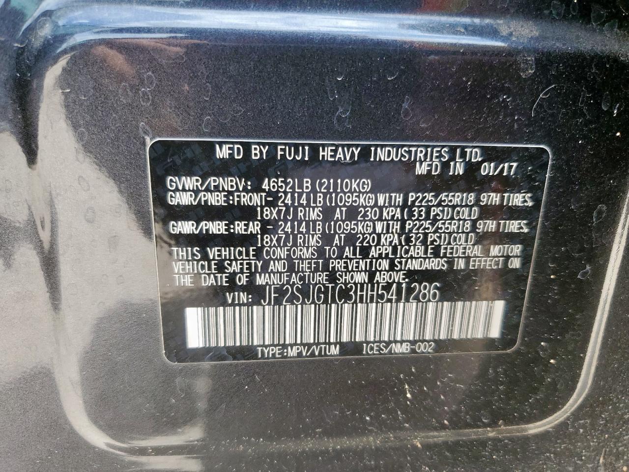 2017 Subaru Forester 2.0Xt Touring VIN: JF2SJGTC3HH541286 Lot: 63099295